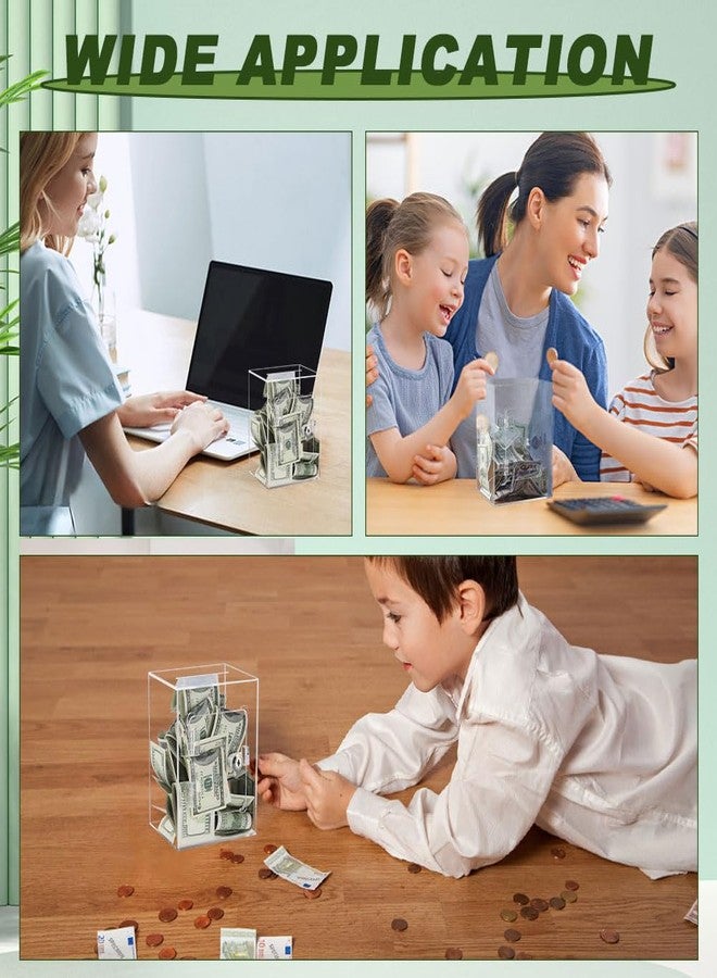 Loyanger Clear Piggy Bank, Acrylic Piggy Bank with Key for Adults Kids Openable, Reusable Coin Cash Storing Container for Real Money Banks Coin Bank Change Jar - Image 2